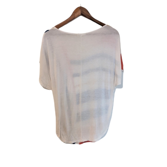 Tea n Rose Rainbow Striped Slouchy Tee size L - Picture 3 of 6